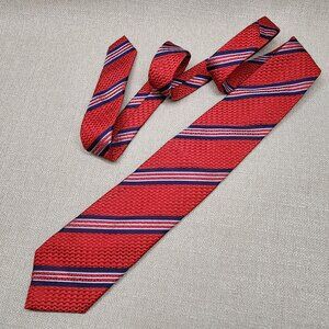 TINO COSIMA Men's Silk Necktie Designer Striped Red Blue 60" x 3 1/2"